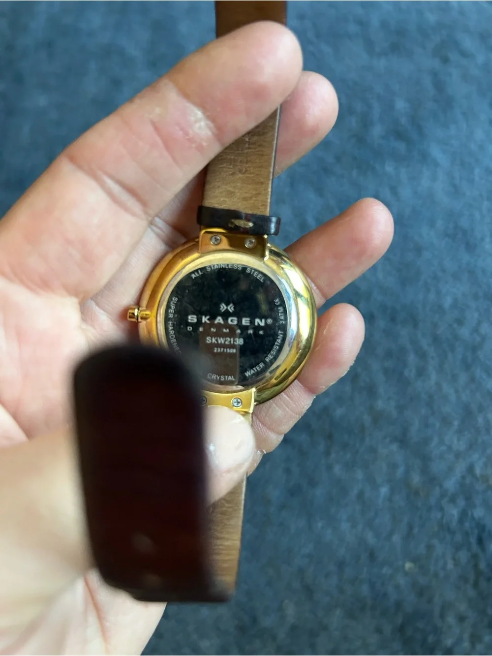 Skagen Gold Dial Brown Leather Strap Minimalist Watch